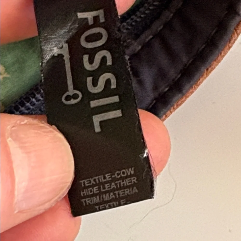 Fossil Key-per Navy Quilted Fabric and Leather Shoulder Bag